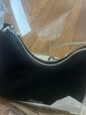 Michael Kors Black Pebbled Leather Crescent Shoulder Bag